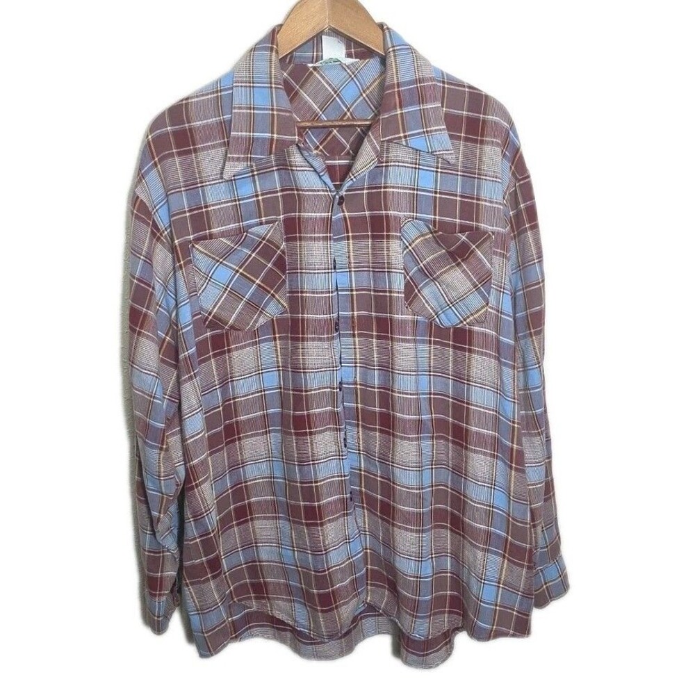 Vintage Dutchmaid Shirt Men's 17 17 1/2 35 Citton Loop Collar USA Plaid